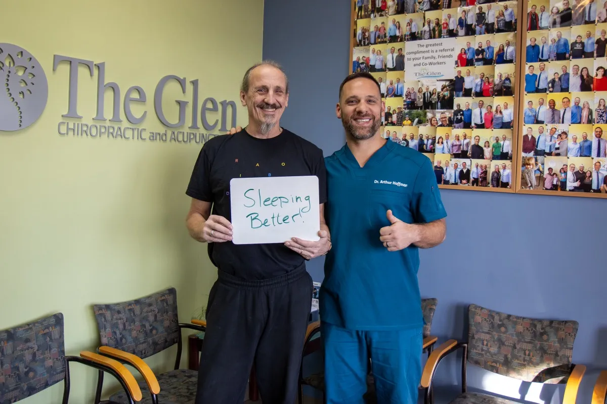 Real patient at The Glen Chiropractic & Acupuncture in Minnetonka, MN, celebrating a care milestone: Sleeping Better!